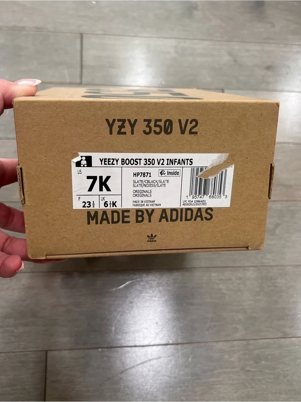 Adidas Yeezy Boost 350 V2 Infant 7K Slate HP7871 Toddler Sneakers w/Box